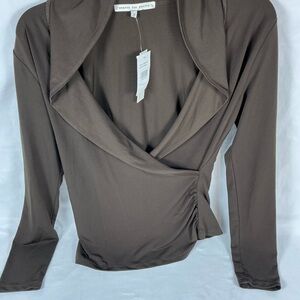 Search for Sanity Deep Brown Wrap Top